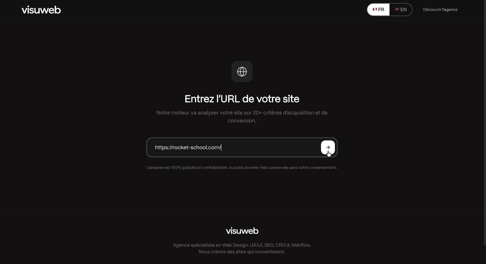 Démonstration · URL → analyse → accès au diagnostic