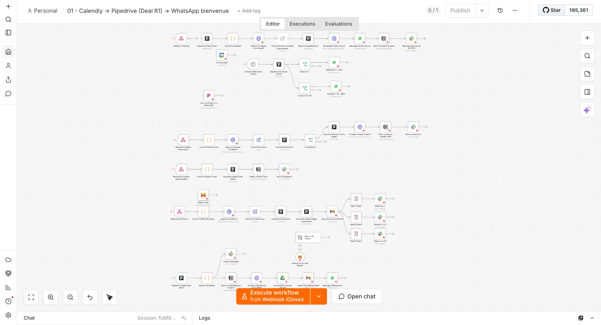 Workflow RevOps · Calendly, Pipedrive, WhatsApp et onboarding