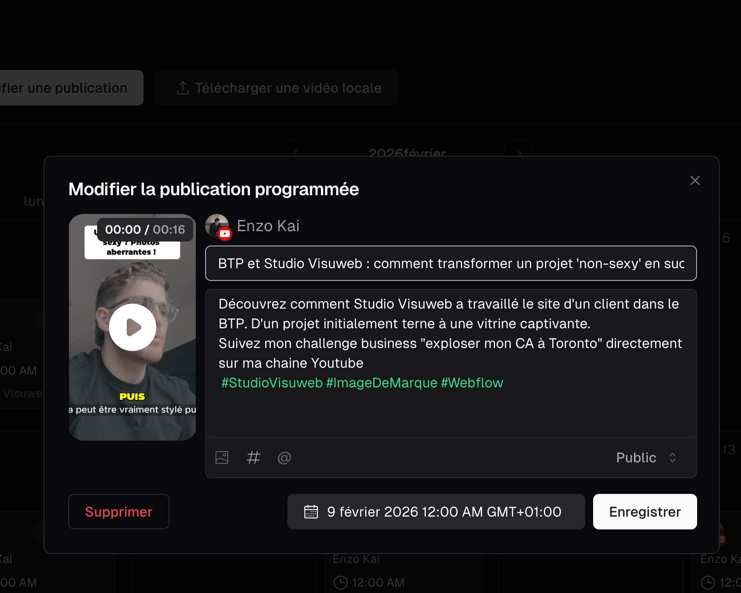Interface de programmation d’une publication