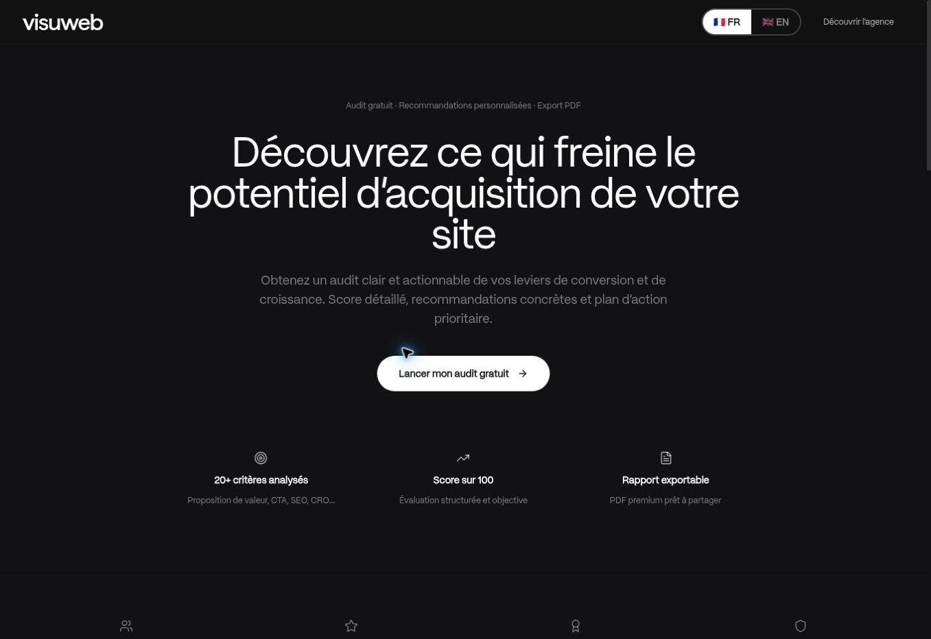Lead magnet Visuweb · audit d’acquisition