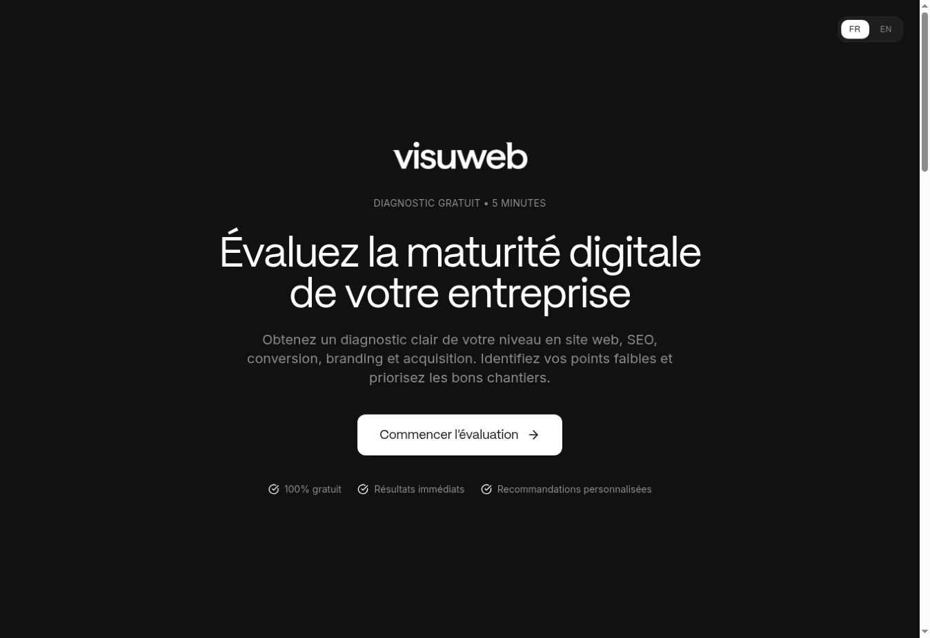 Lead magnet Visuweb · évaluation de la maturité digitale